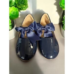Estine Blue Patent Leather Girls Formal Party Dress Shoes with Bows 13 Month
